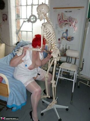 Elder sandy-haired nurse Valgasmic Unsheathed gets boned by