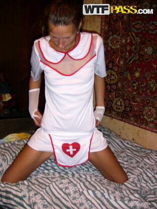 Fledgling woman Dasi West poses non naked in a horny nurse