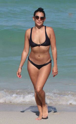 Natalie Martinez in Blue Bathing suit on the Beach in Miami