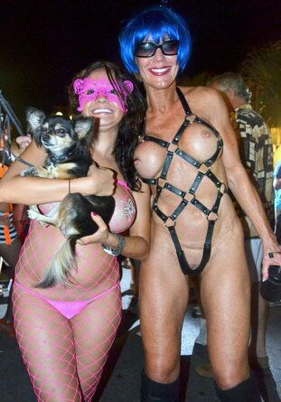 Public nudism, intercourse parade in the California. Key..