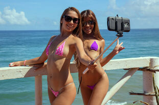 Venezuelan ladies Anastasia & Lola Banny taking outdoor